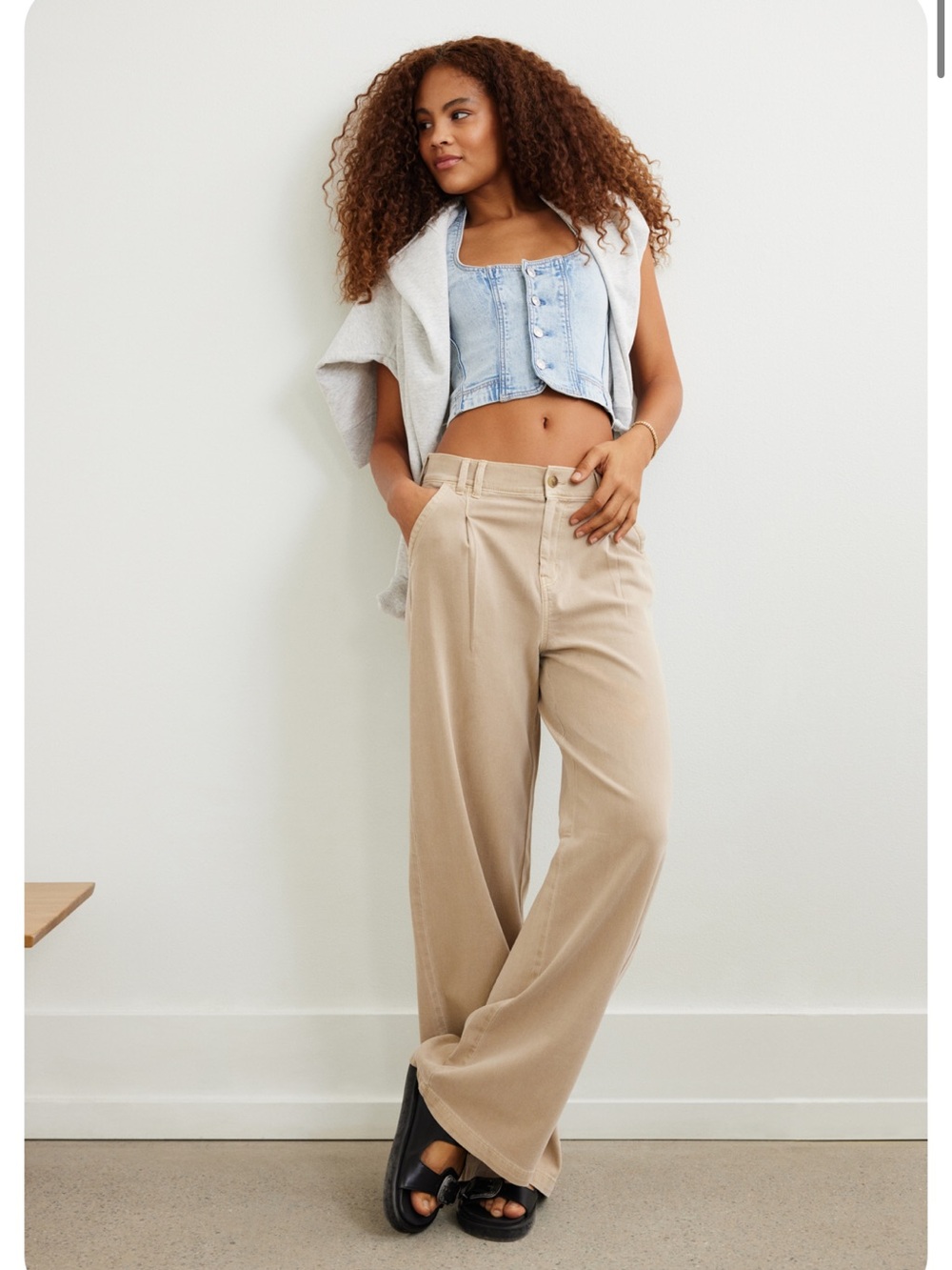 American Eagle, dreamy drape, pleated trousers, wide leg